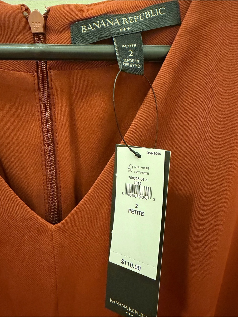 Banana Republic Rust V-Neck Midi Dress - Picture 4 of 6